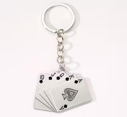 Mini Metal Black Playing Cards Set Casino Keyring Premium Keychain Gift UK