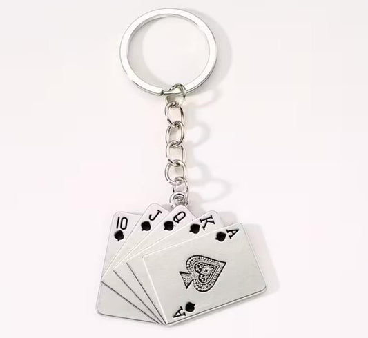 Mini Metal Black Playing Cards Set Casino Keyring Premium Keychain Gift UK