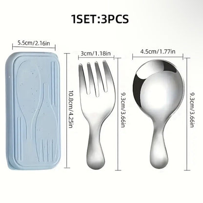 Mini Travel Camping Spoon & Fork Stainless Steel Compact Cutlery Set UK Stock