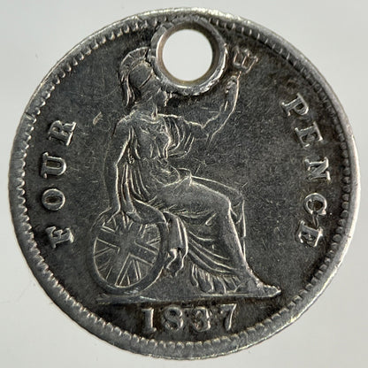 1837 William IV Four - Pence Groat Silver Coin | Very High Grade