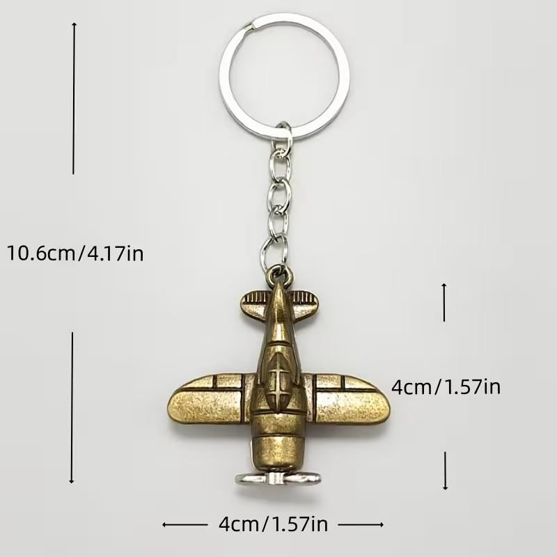Mini Metal Aeroplane With Rotating Propeller Keyring Premium Keychain Gift UK