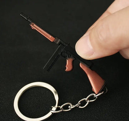 Mini US WWII Tommy Machine Gun Shaped Keyring Premium Keychain Gift UK
