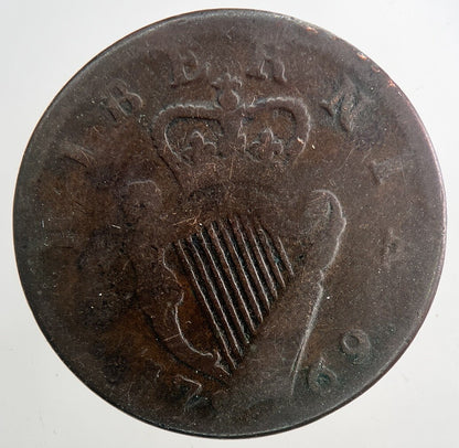 1769 George III Irish Hibernia Half - Penny Coin | Collectable Grade | a9358