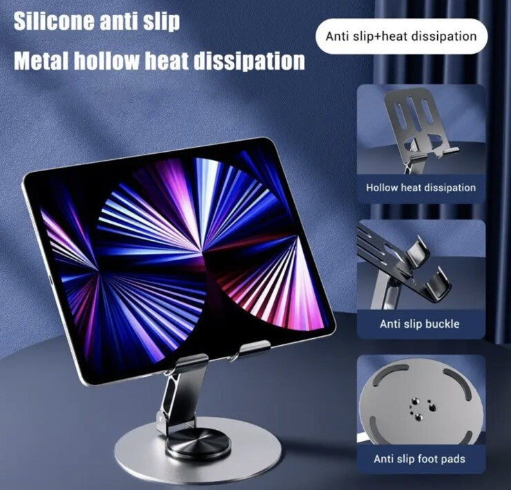 Dark Grey Metal Phone Tablet iPhone Samsung Galaxy Angle Stand - UK Stock