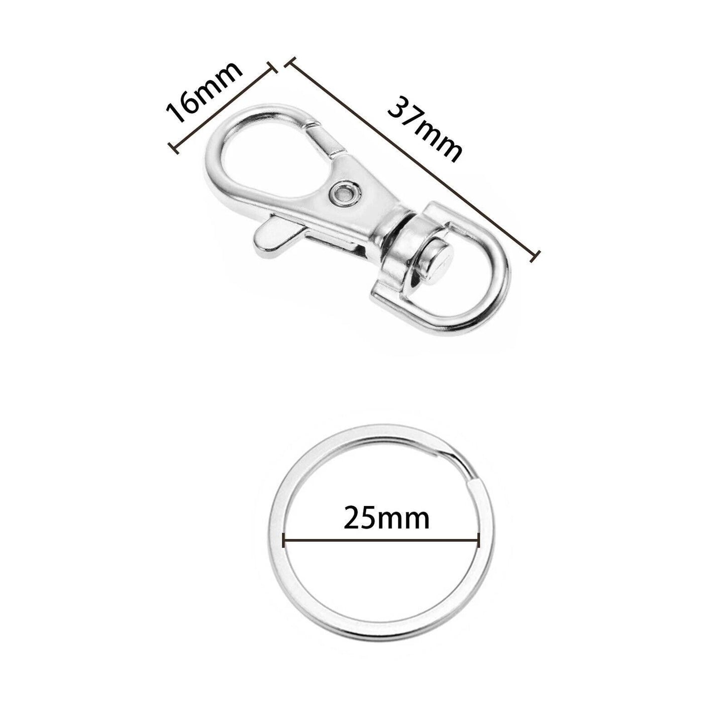 6 x Metal 37mm Lobster Swivel Clasps Clips Bag Key - Ring Hook Findings Keychain