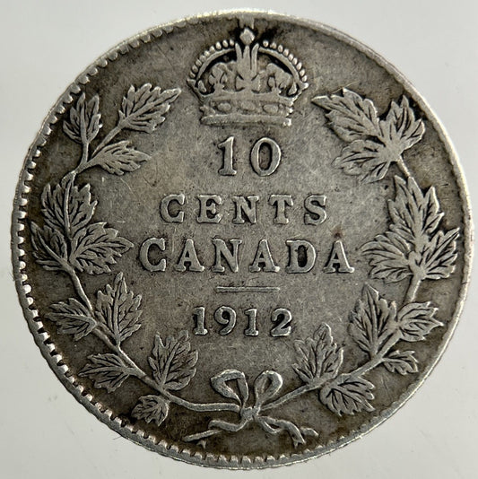 1912 Canada 10 Cents Silver Coin | Fine Collectable Grade