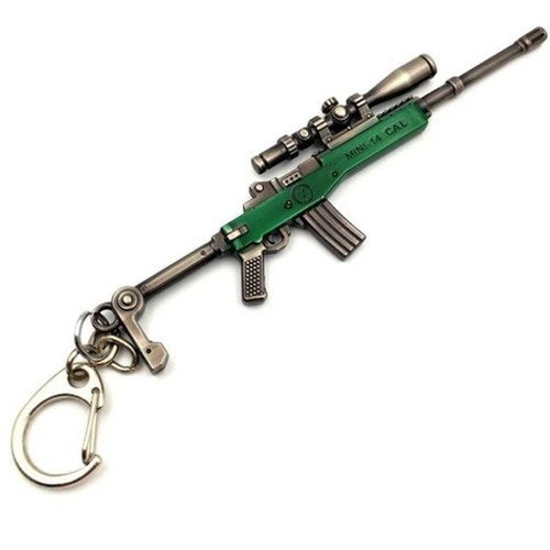 Mini Metal Green Assault Rifle With Scope Gun Keyring Premium Keychain Gift UK