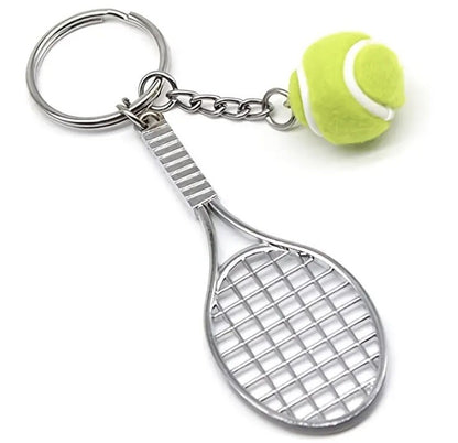 Mini Tennis Racket & Ball Shaped Keyring Premium Keychain Gift UK