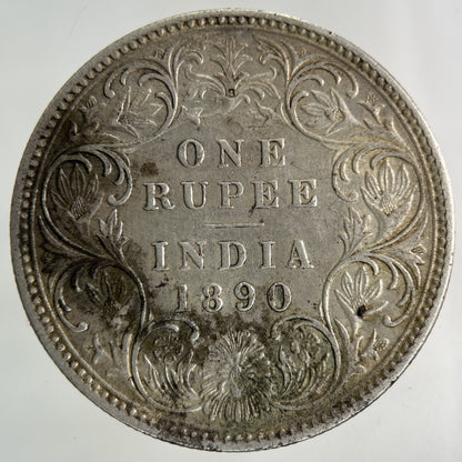 1890 India One Rupee Silver Coin | Very High Grade
