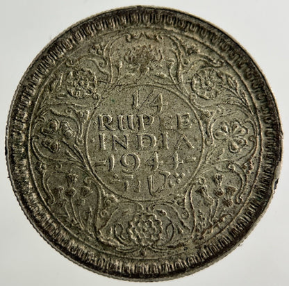 1944 India 1/4 Quarter Rupee Silver Coin | Collectable Grade