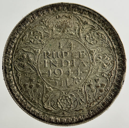 1944 India 1/4 Quarter Rupee Silver Coin | Collectable Grade