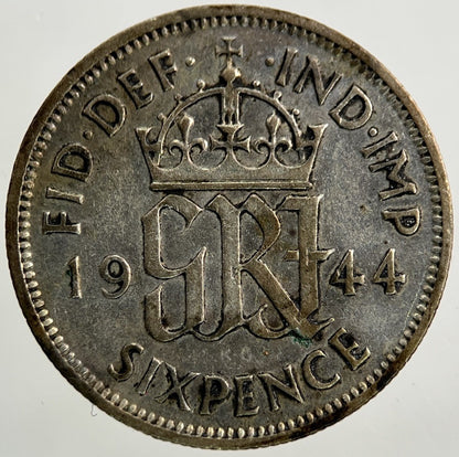 1944 George VI Sixpence Silver Coin | Fine Collectable Grade