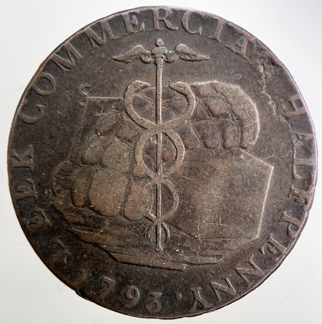 1793 Leek Staffordshire Half - Penny Token | Fine Collectable Grade