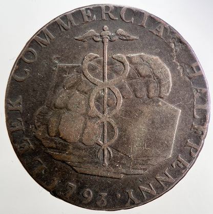 1793 Leek Staffordshire Half - Penny Token | Fine Collectable Grade