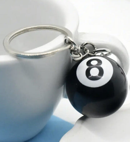 Black 8 Snooker Ball Shaped Keyring Premium Keychain Gift UK