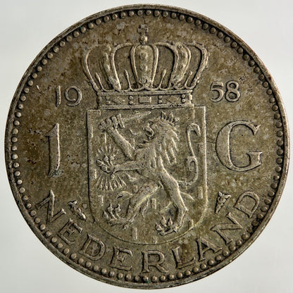 1958 Netherlands 1 Gulden Silver Coin | Fine Collectable Grade