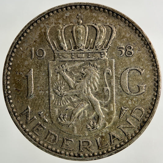1958 Netherlands 1 Gulden Silver Coin | Fine Collectable Grade