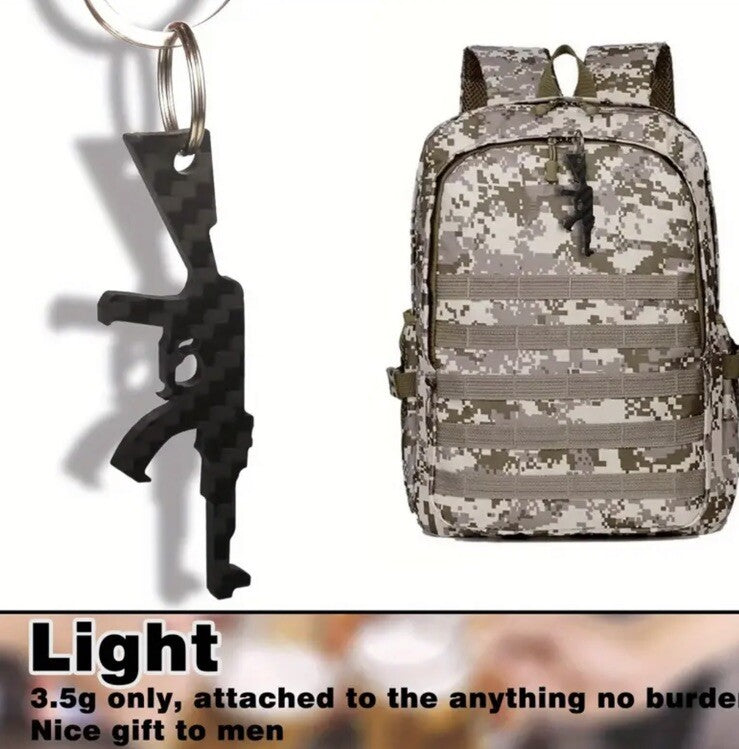 Carbon Fiber Assault Rifle Gun Bottle Opener Keyring Premium Keychain Gift UK