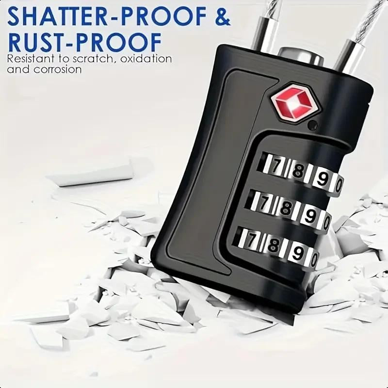 TSA 3 Digit Black Metal Security Lock Luggage Case Padlock Backpack UK Stock
