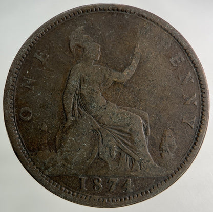 1874 Victoria One Penny Coin | Collectable Grade