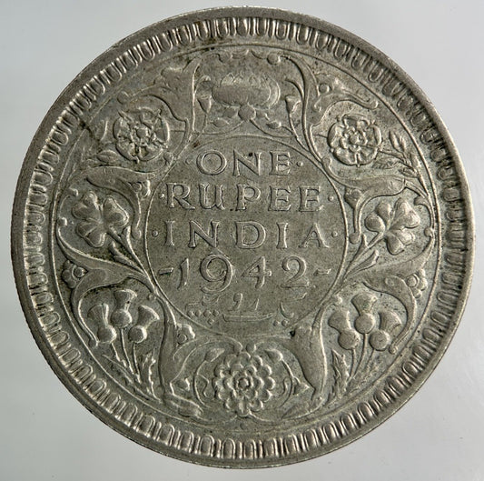1942 India One Rupee Silver Coin | Fine Collectable Grade