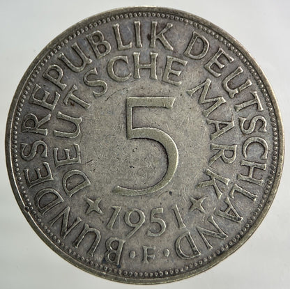 1951 Germany 5 Mark Silver Coin | Fine Collectable Grade
