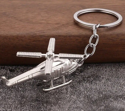 Mini Metal Helicopter With Rotating Propeller Keyring Premium Keychain Gift UK