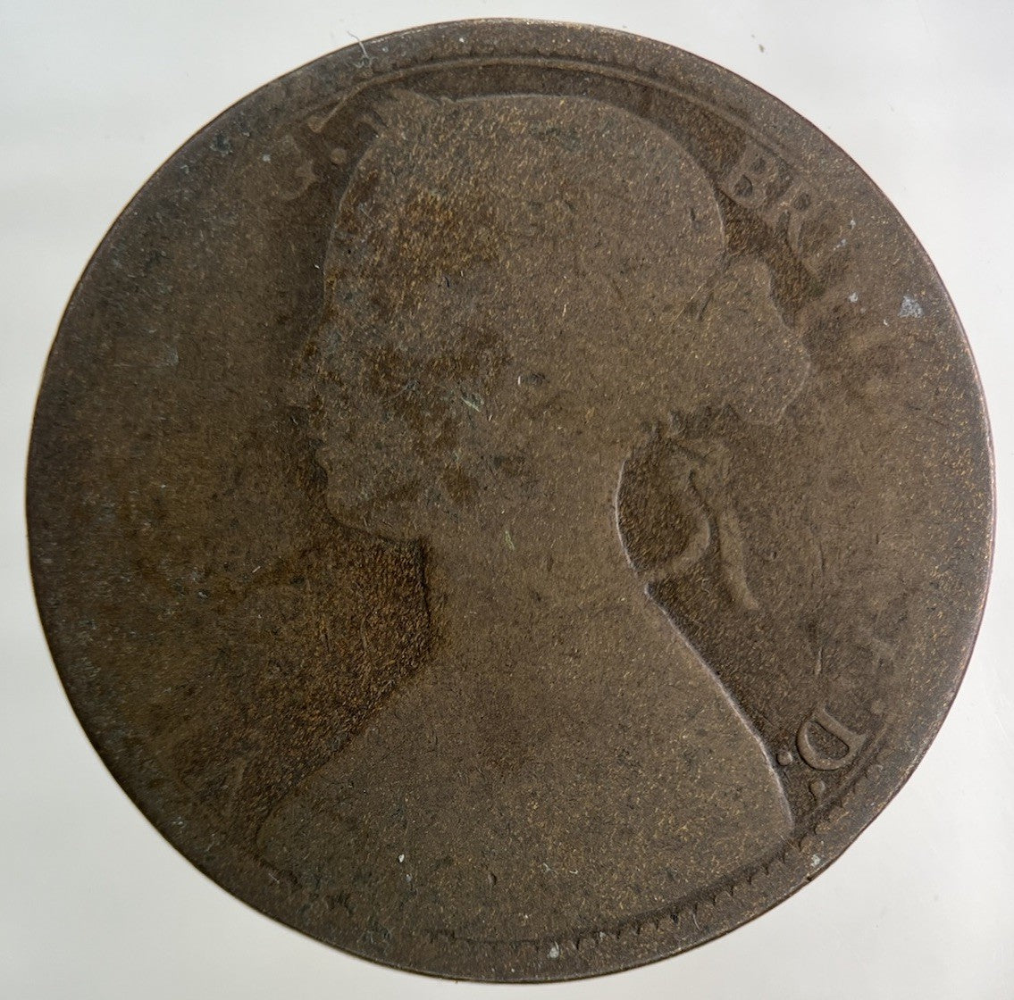 1873 Victoria One Penny Coin | Worn Grade