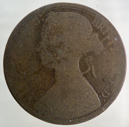 1873 Victoria One Penny Coin | Worn Grade
