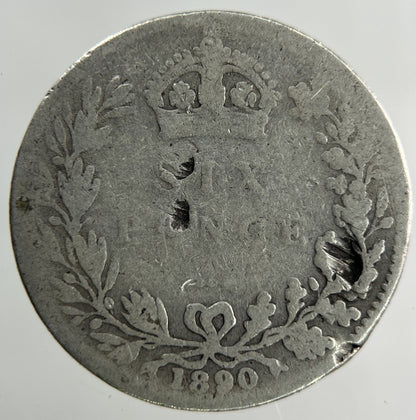 1890 Victoria Sixpence Silver Coin | Fair Grade