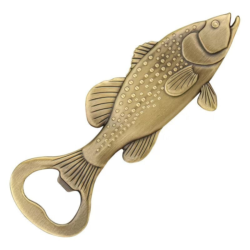 Metal Brass Sea Bass Fish Fishing Bottle Opener Premium Gift UK