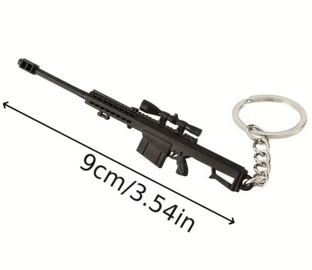 Mini Black Sniper Gun Shaped Keyring Premium Keychain Gift UK