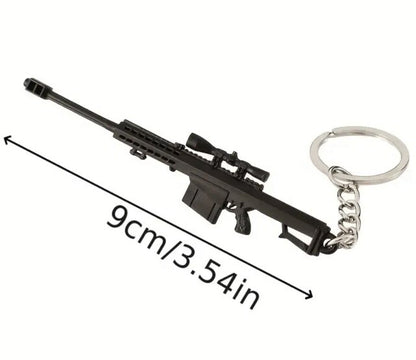 Mini Black Sniper Gun Shaped Keyring Premium Keychain Gift UK