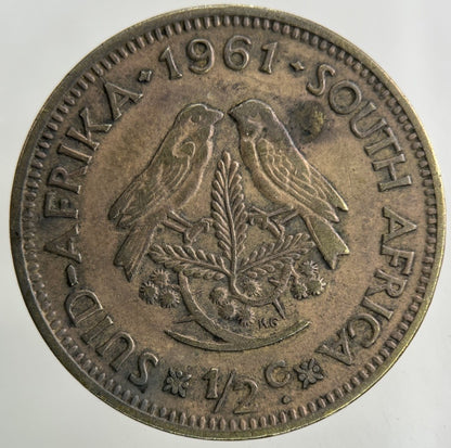 1961 South Africa 1/2 Half Cent Coin | Fine Collectable Grade