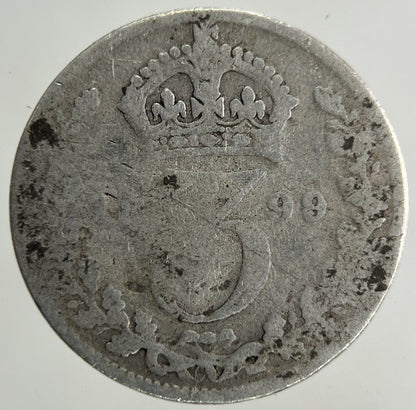1899 Victoria Threepence Silver Coin | Fair Grade
