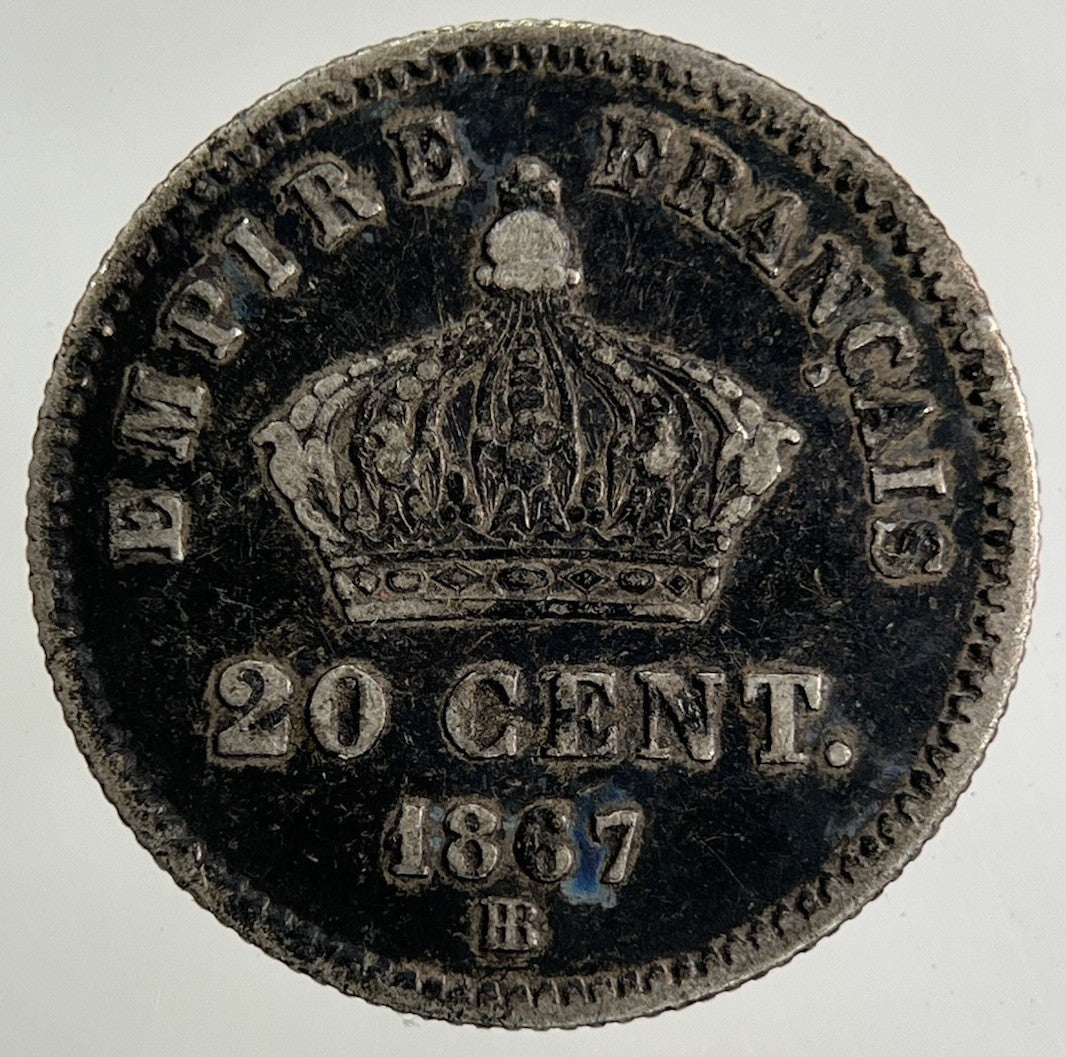 1867 France 20 Centimes Silver Coin | Fine Collectable Grade
