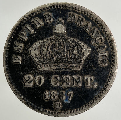 1867 France 20 Centimes Silver Coin | Fine Collectable Grade
