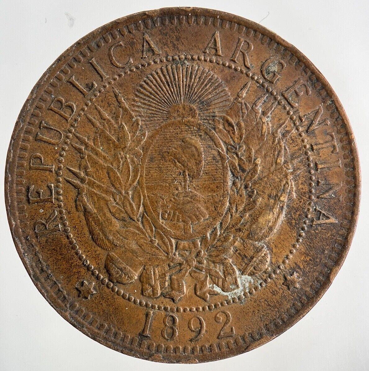 1892 Argentina Dos 2 Centavos Coin | Fine Collectable Grade