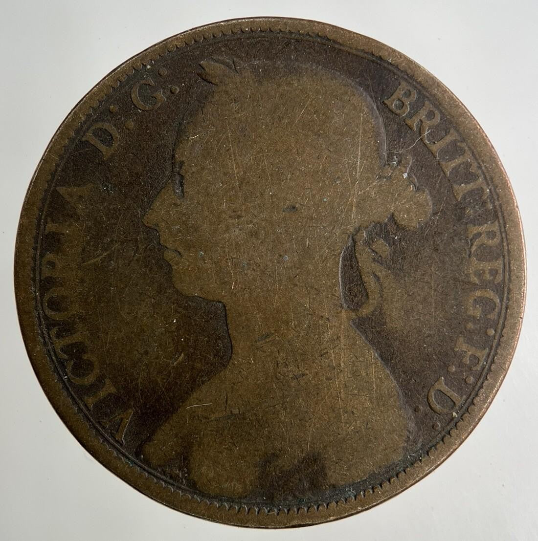1890 Victoria One Penny Coin | Fair Grade