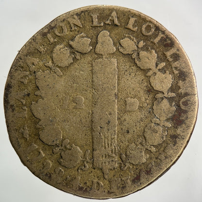 1792 - W France 1 Sol Coin | Collectable Grade