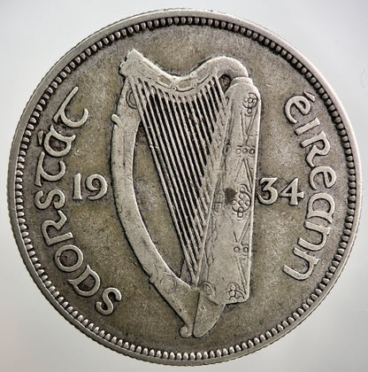 1934 Irish Half - Crown Horse Silver Coin | Fine Collectable Grade | a2755