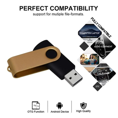 1 x Gold & Black Swivel 16GB Rotatable PC USB Flash Drive Memory Stick