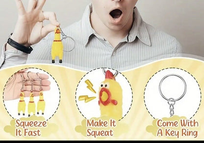 Mini Fun Screaming Chicken Keyring Premium Keychain Gift UK