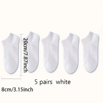 5 Pack Mens Trainer White Ankle Socks Invisible Cotton Low Cut Sports Socks