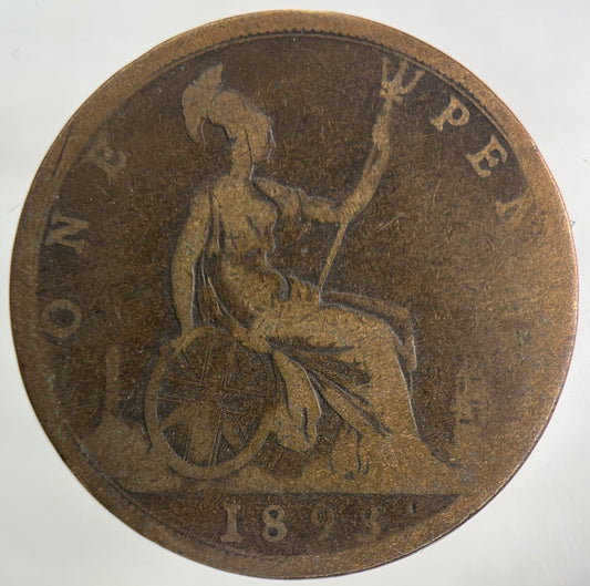 1893 Victoria One Penny Coin | Collectable Grade
