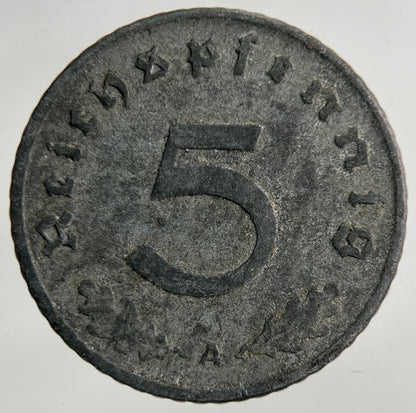1940 German Nazi 5 Pfennig Coin | Fine Collectable Grade