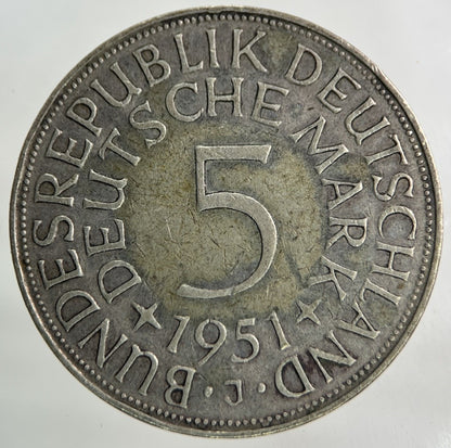 1951 Germany 5 Mark Silver Coin | Fine Collectable Grade