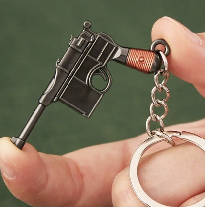 Mini German WWI Mauser Pistol Gun Shaped Keyring Premium Keychain Gift UK