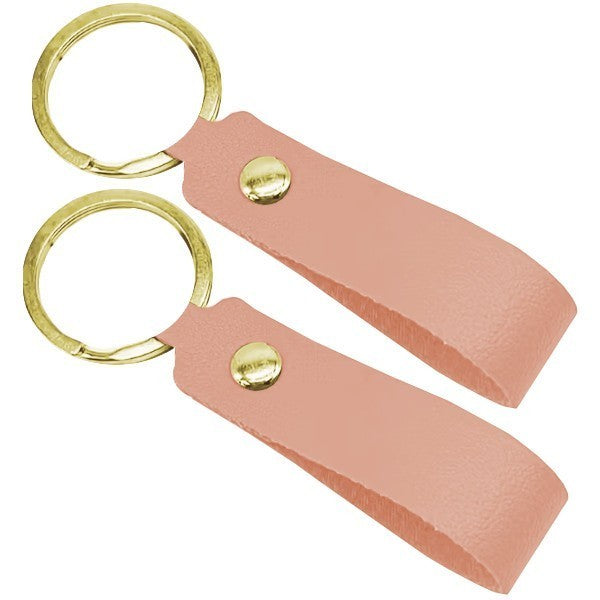 2 x Light Pink Key - Ring Leather Belt Loop Keychain Fob Holder Clip Hook UK