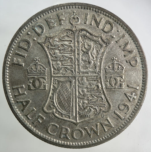 1941 George VI Half - Crown Silver Coin | Fine Collectable Grade